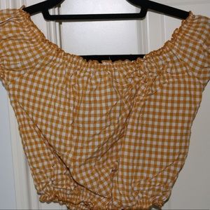 Yellow off the shoulder brandy tee